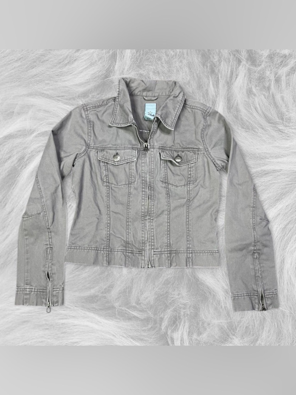 🐾Y2K vintage grunge grey utility cropped jacket